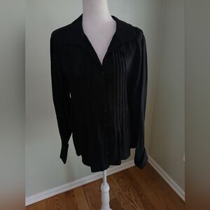 Coldwater Creek Pin Tuck Pleat Long Sleeve Blouse